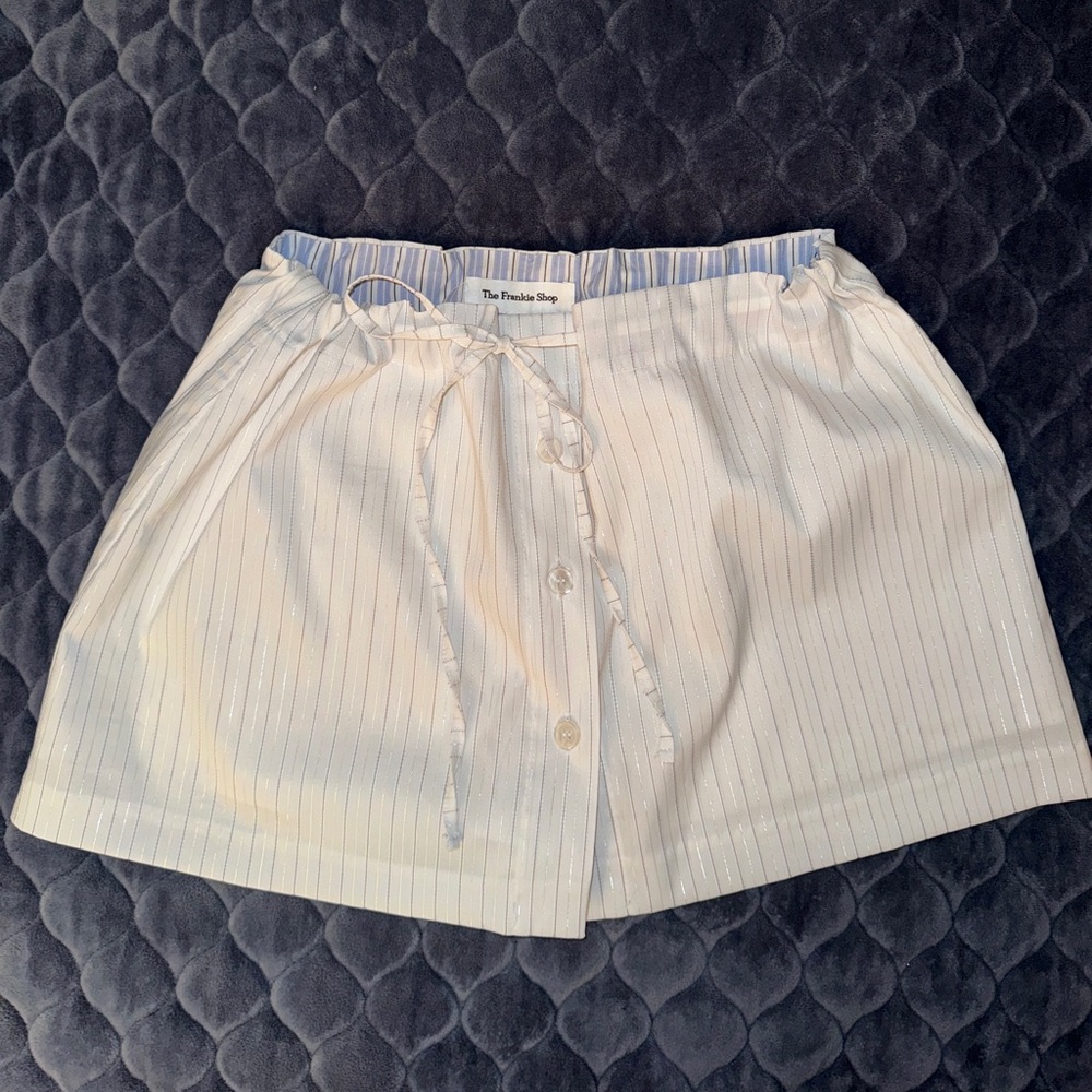 The Frankie Shop Blue and White Striped Shorts